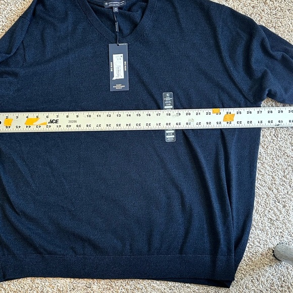 NWT Hart Schaffner Marx Dark Blue Merino Wool V-Neck Pullover Sweater Sz 3XB - Picture 10 of 11